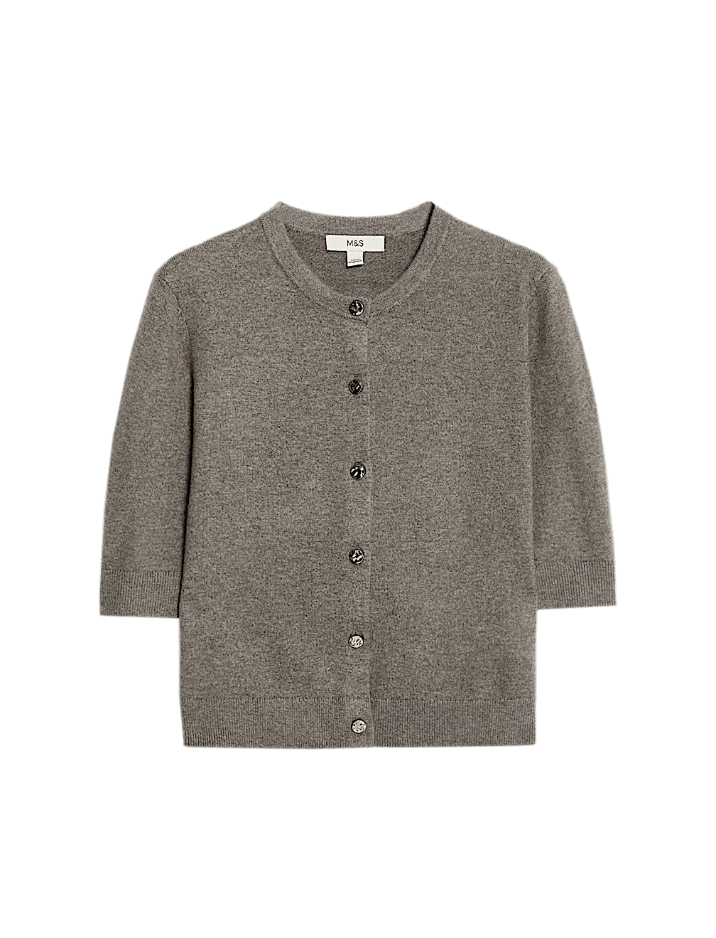 Air-Yarn Button Front Short Sleeve Cropped Cardigan