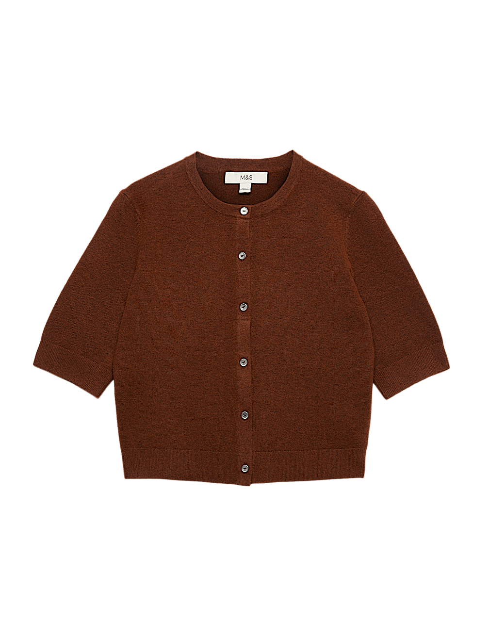 Air-Yarn Button Front Short Sleeve Cropped Cardigan