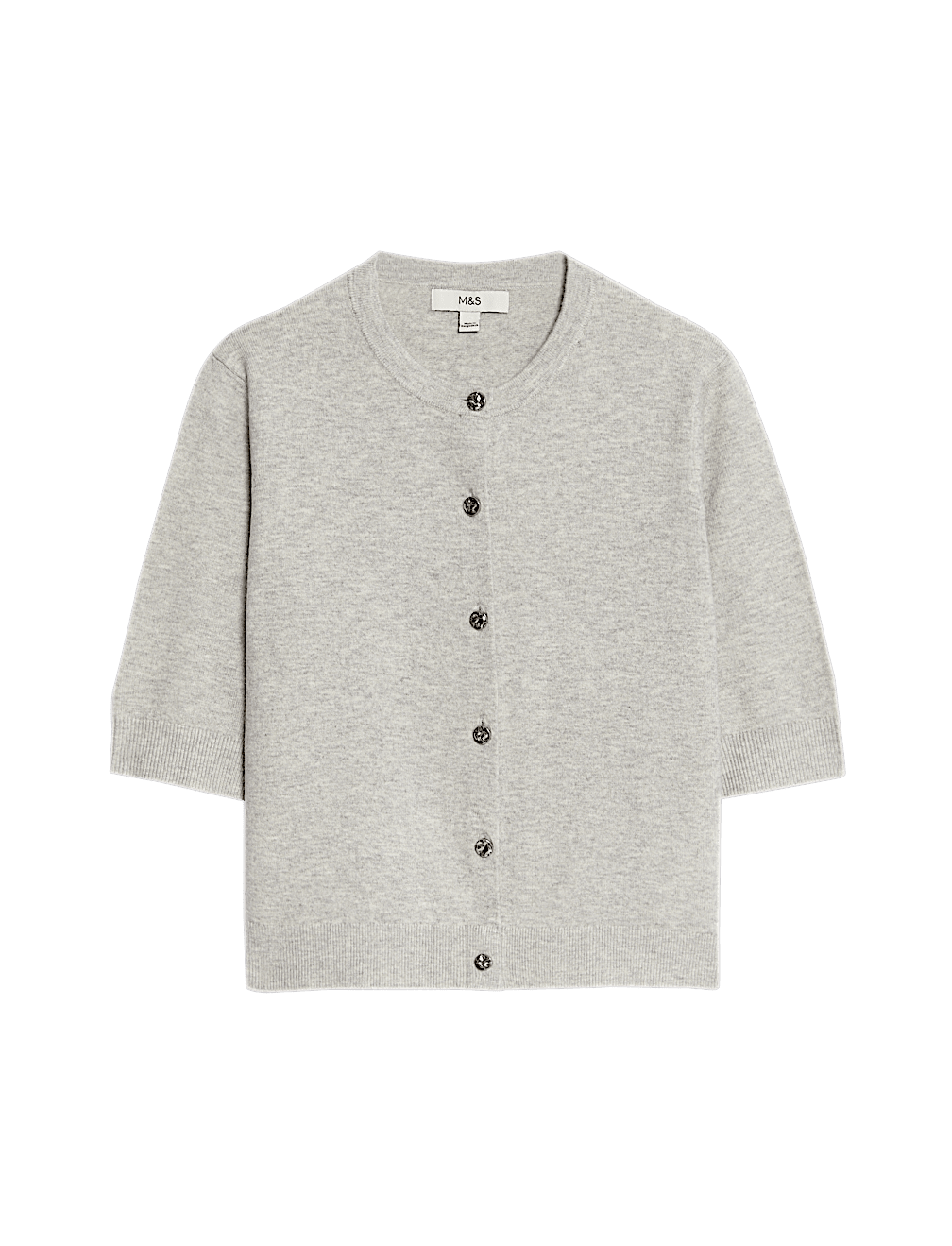 Air-Yarn Button Front Short Sleeve Cropped Cardigan