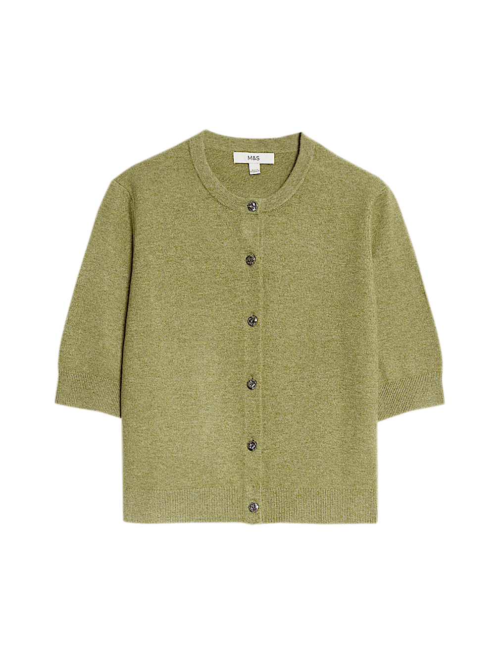 Air-Yarn Button Front Short Sleeve Cropped Cardigan