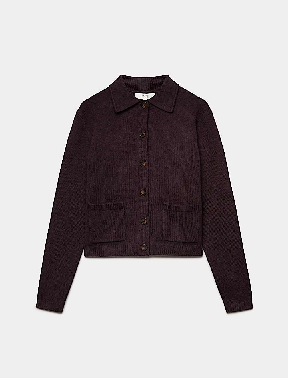 Air-Yarn Collared Relaxed Cropped Cardigan