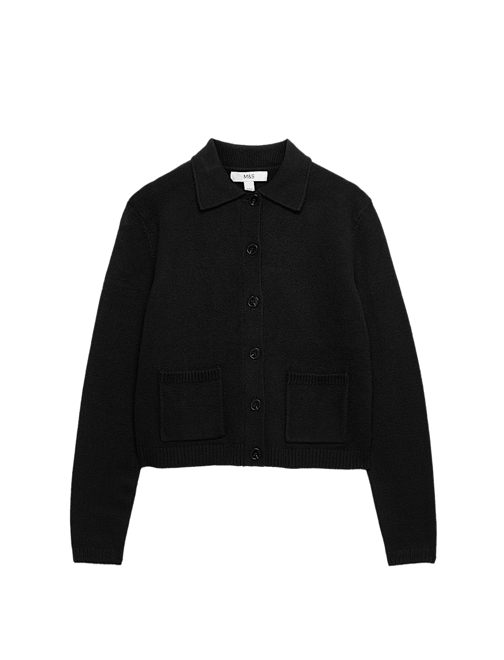 Air-Yarn Collared Relaxed Cropped Cardigan