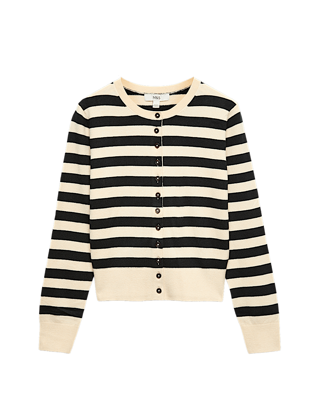 Air-Yarn Striped Cropped Cardigan