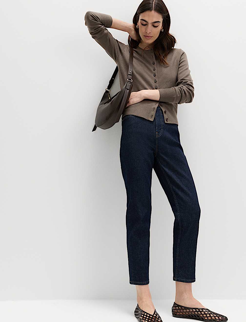 Air-Yarn Crew Neck Short Cardigan