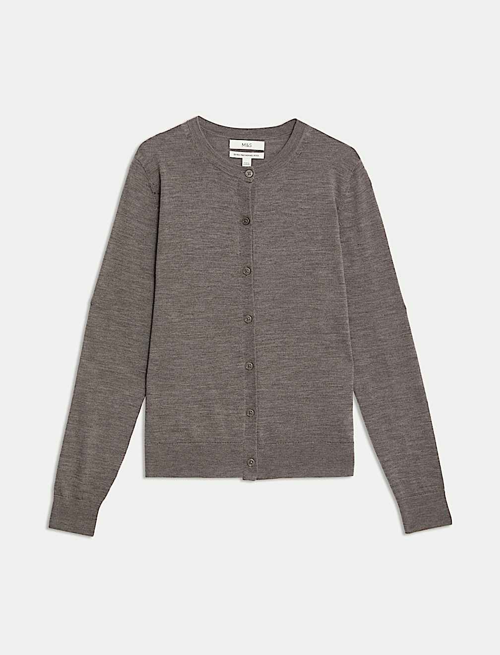Pure Merino Wool Crew Neck Cardigan