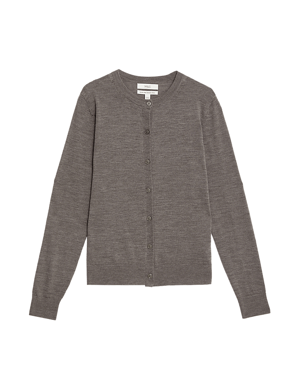 Pure Merino Wool Crew Neck Cardigan