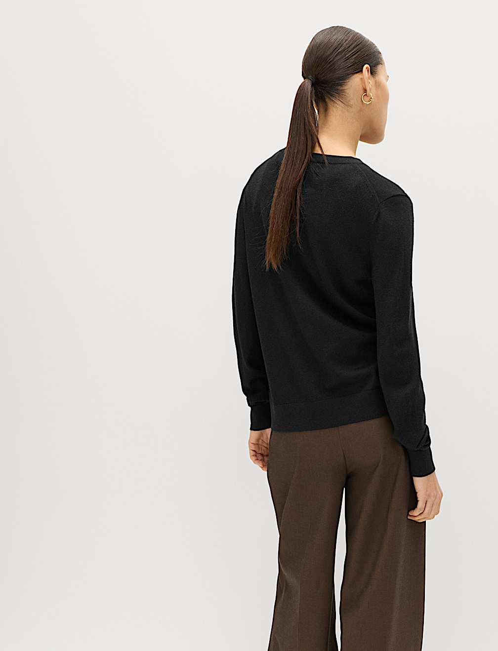 Pure Merino Wool Crew Neck Cardigan