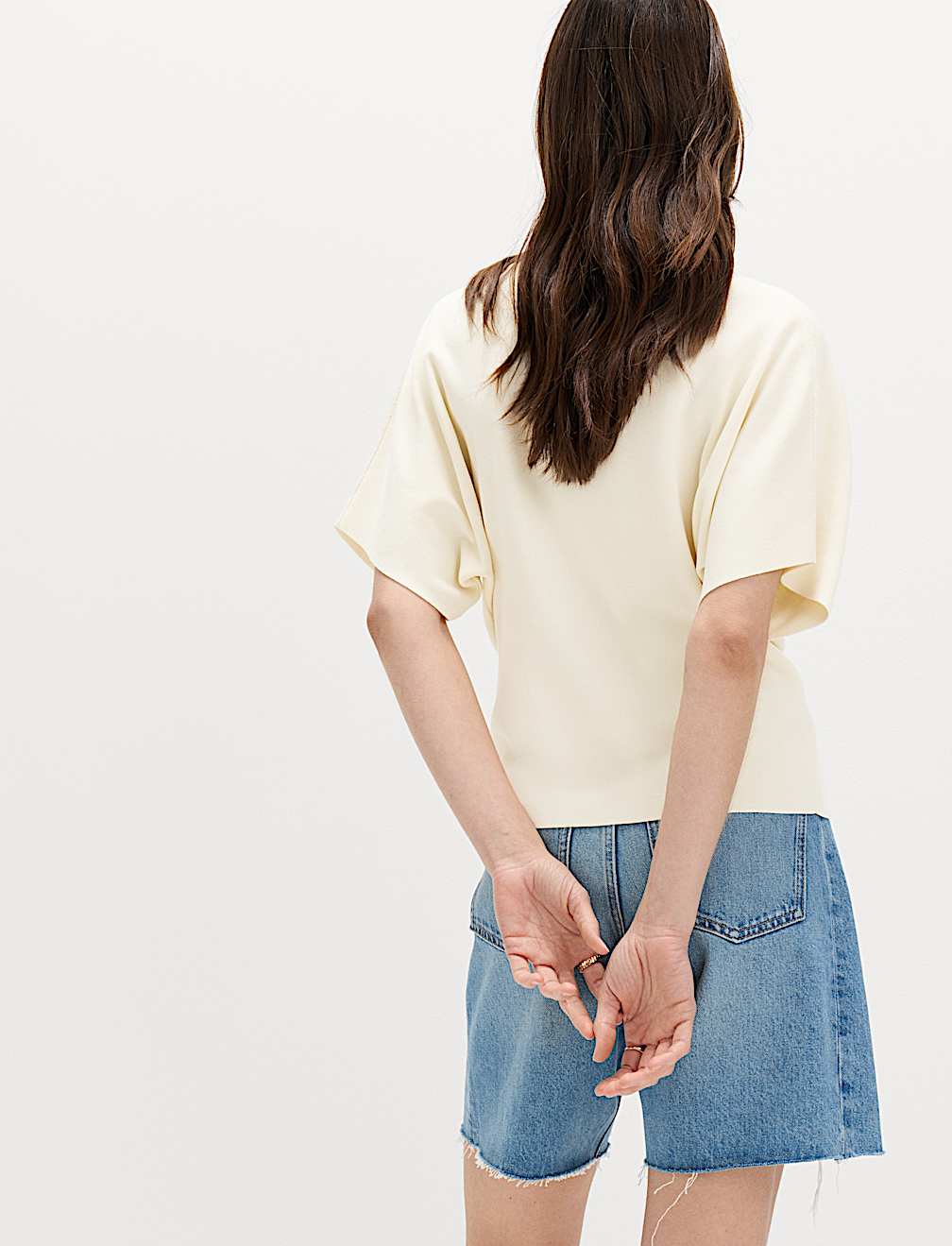 V-Neck Waisted Slim Fit Knitted Top