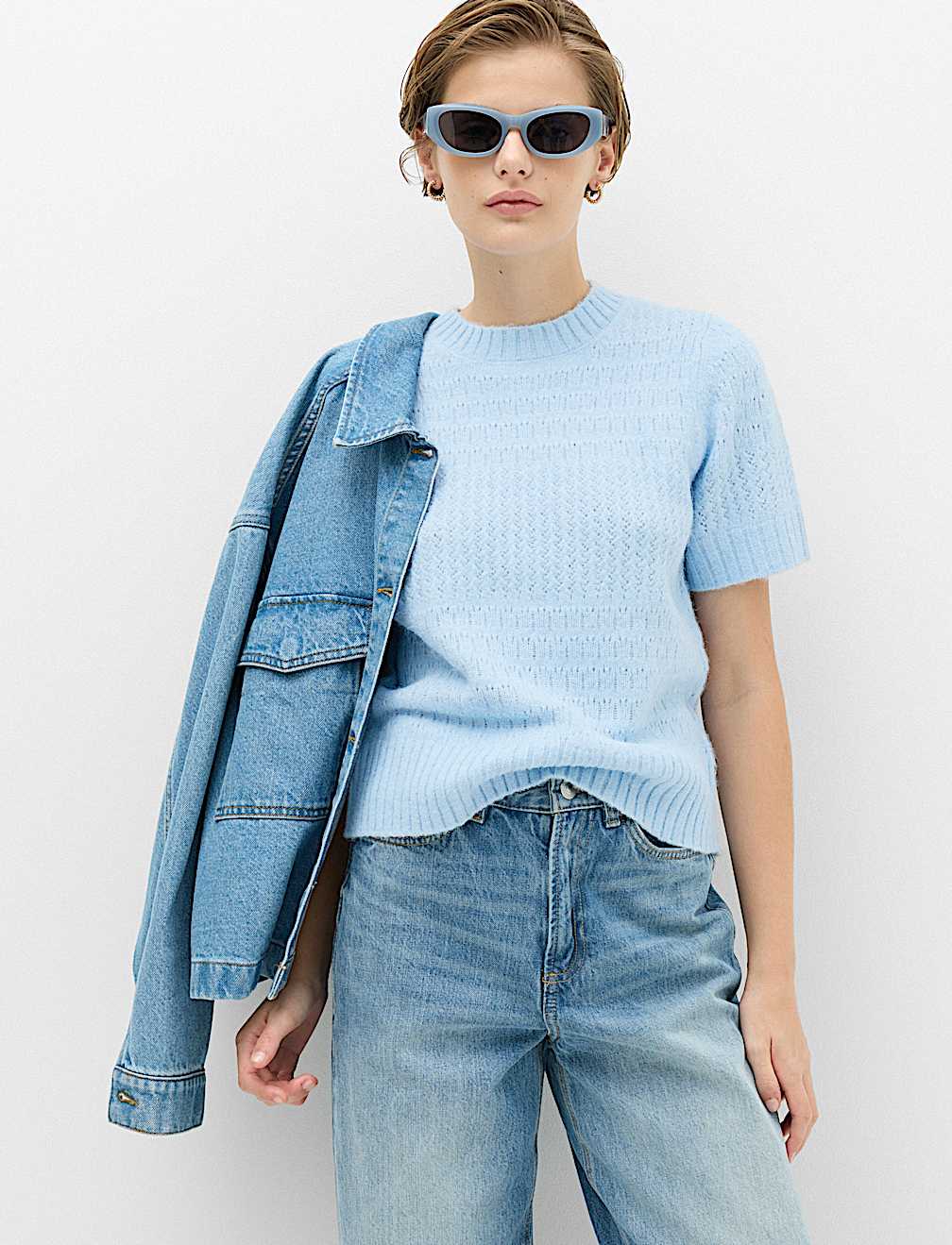 Pointelle Knitted Top With Wool
