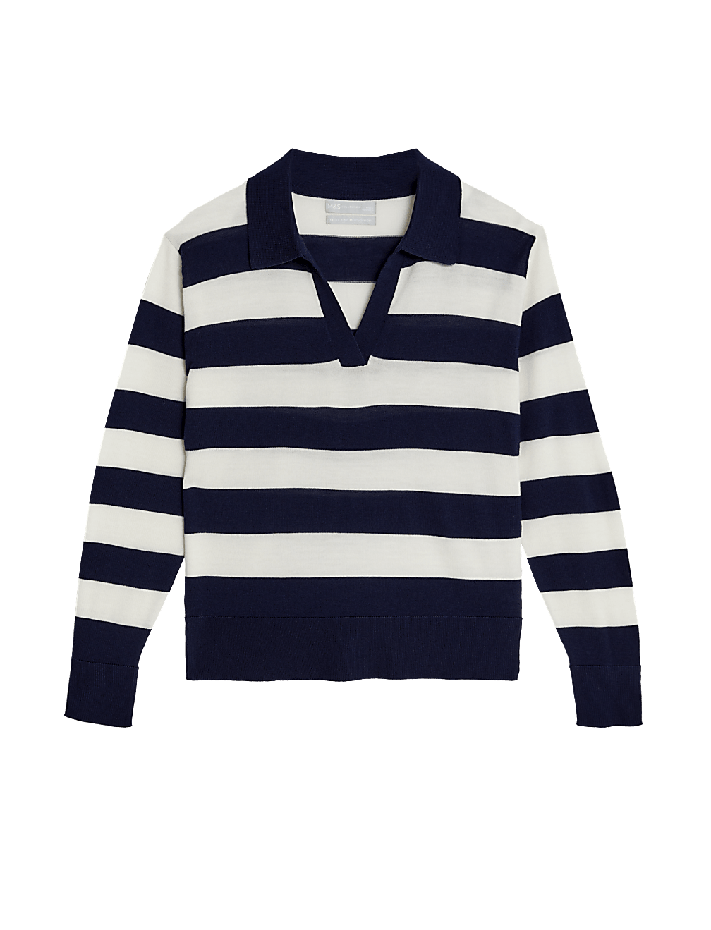 Pure Merino Wool Striped Collared Jumper