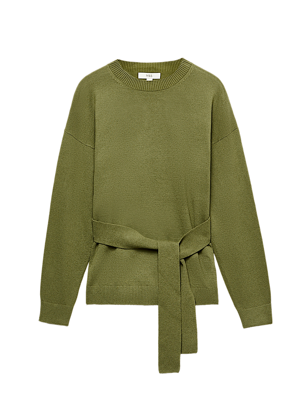 Tie Front Crew Neck Relaxed Jumper