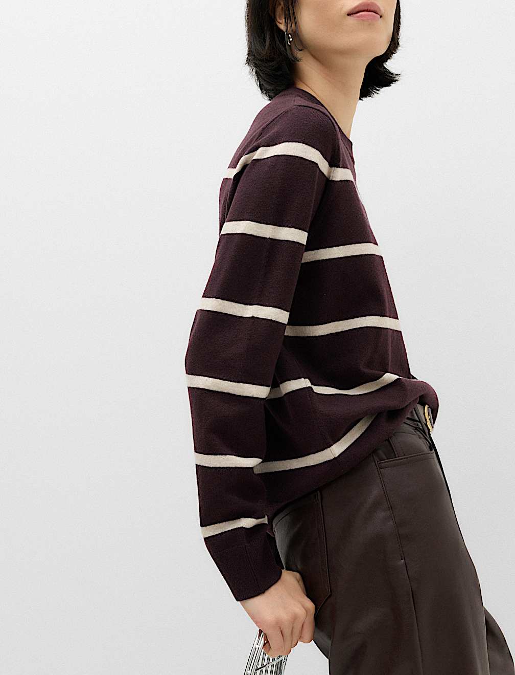 Air-Yarn Striped Crew Neck Jumper