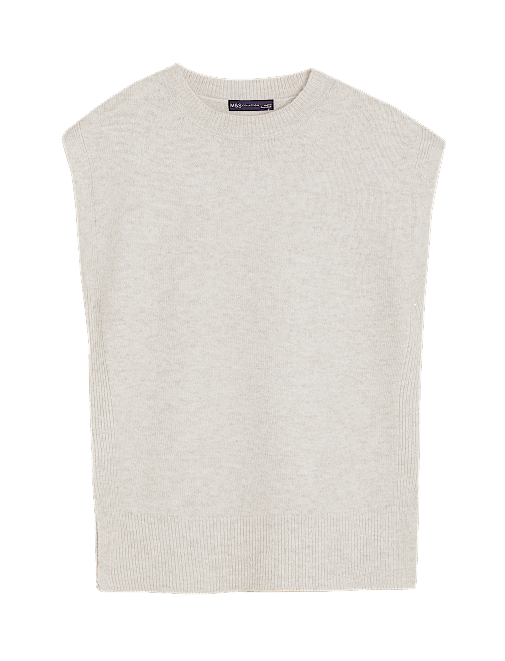 Ribbed Crew Neck Sleeveless Knitted Jumper