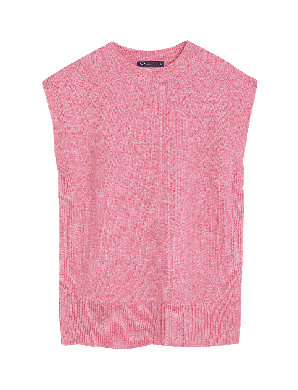 Ribbed Crew Neck Sleeveless Knitted Jumper