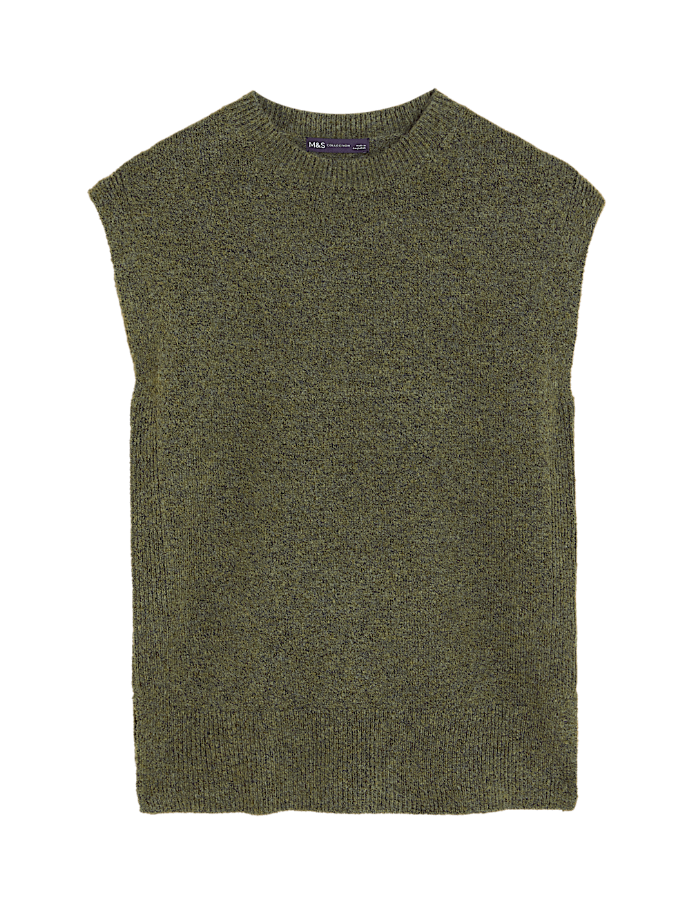 Ribbed Crew Neck Sleeveless Knitted Jumper