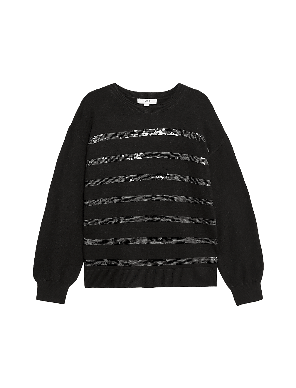 Sequin Stripe Crew Neck Jumper