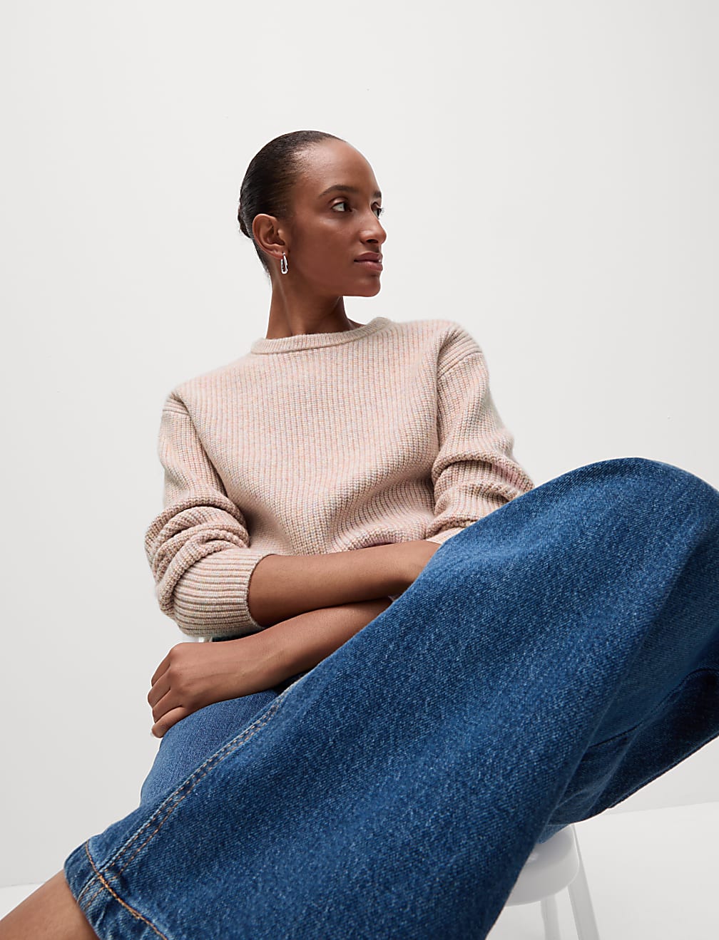 Cloud-Yarn Textured Crew Neck Jumper