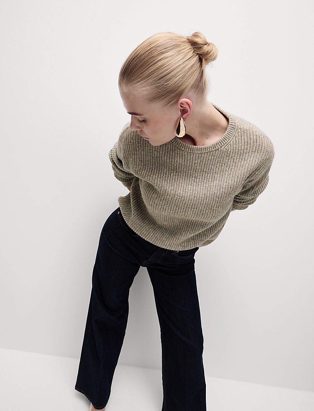 Cloud-Yarn Textured Crew Neck Jumper