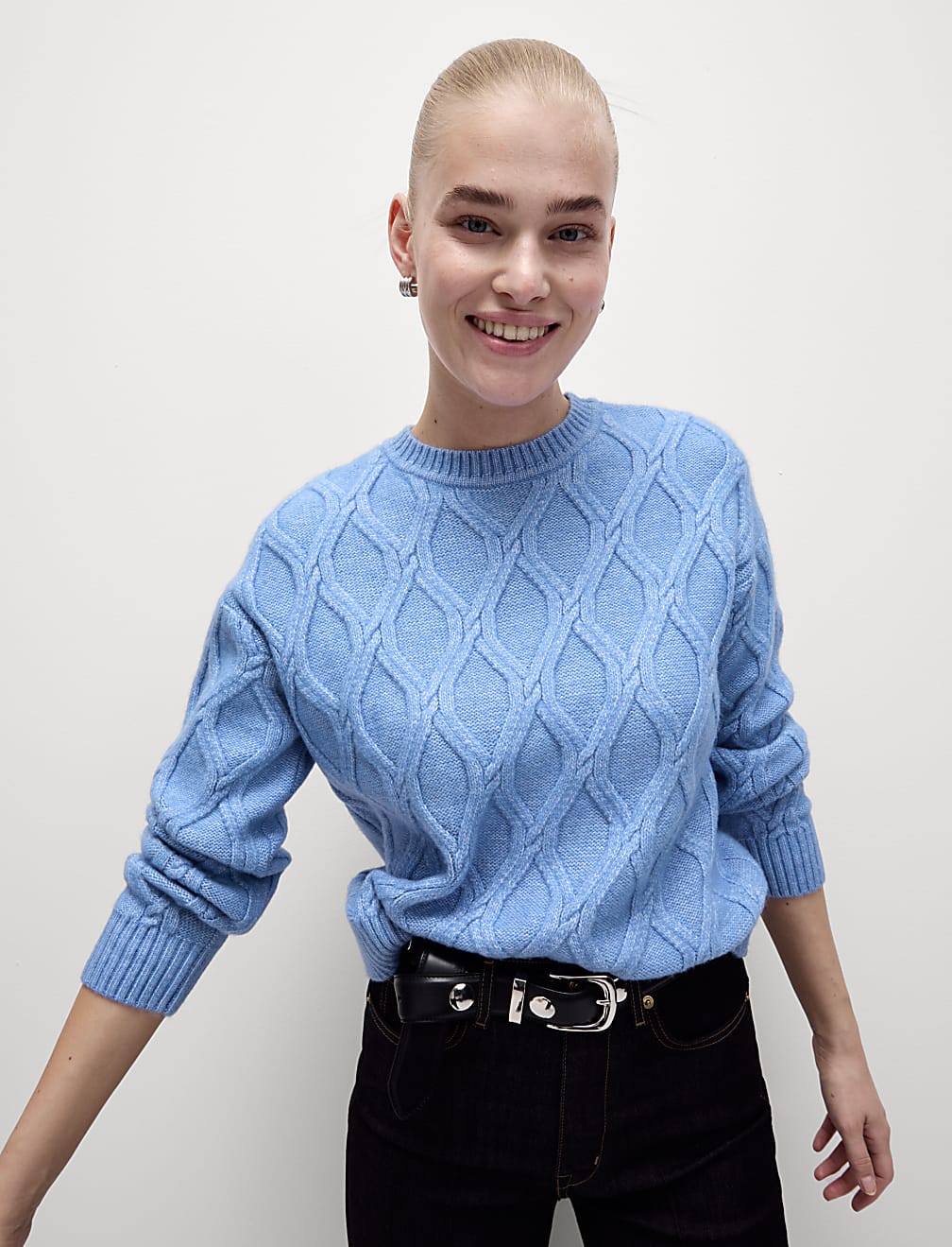 Cloud-Yarn Textured Crew Neck Jumper