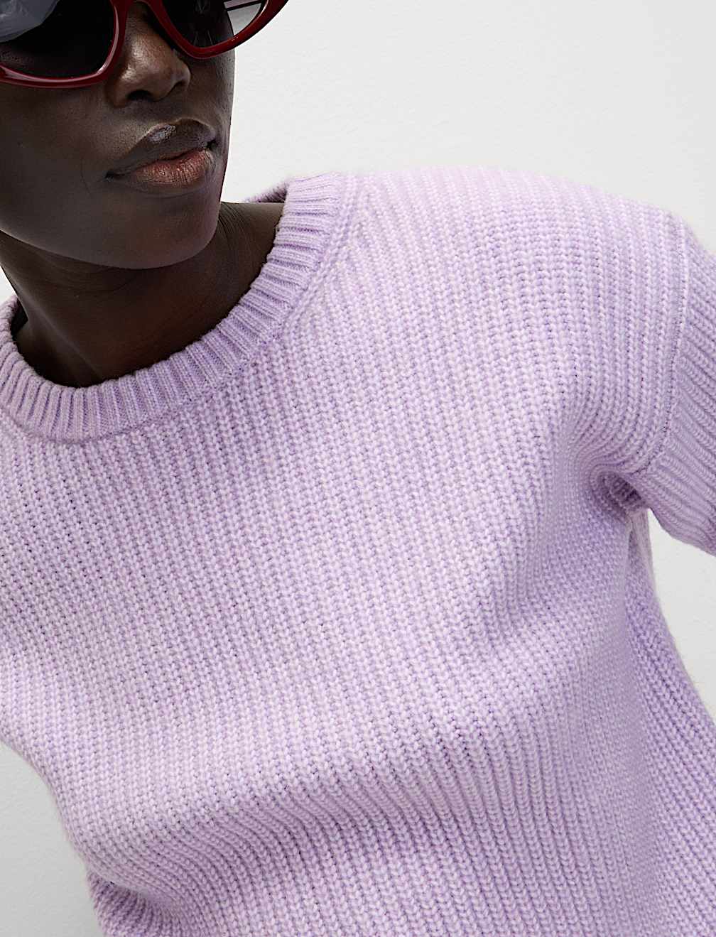 Cloud-Yarn Ribbed Crew Neck Jumper