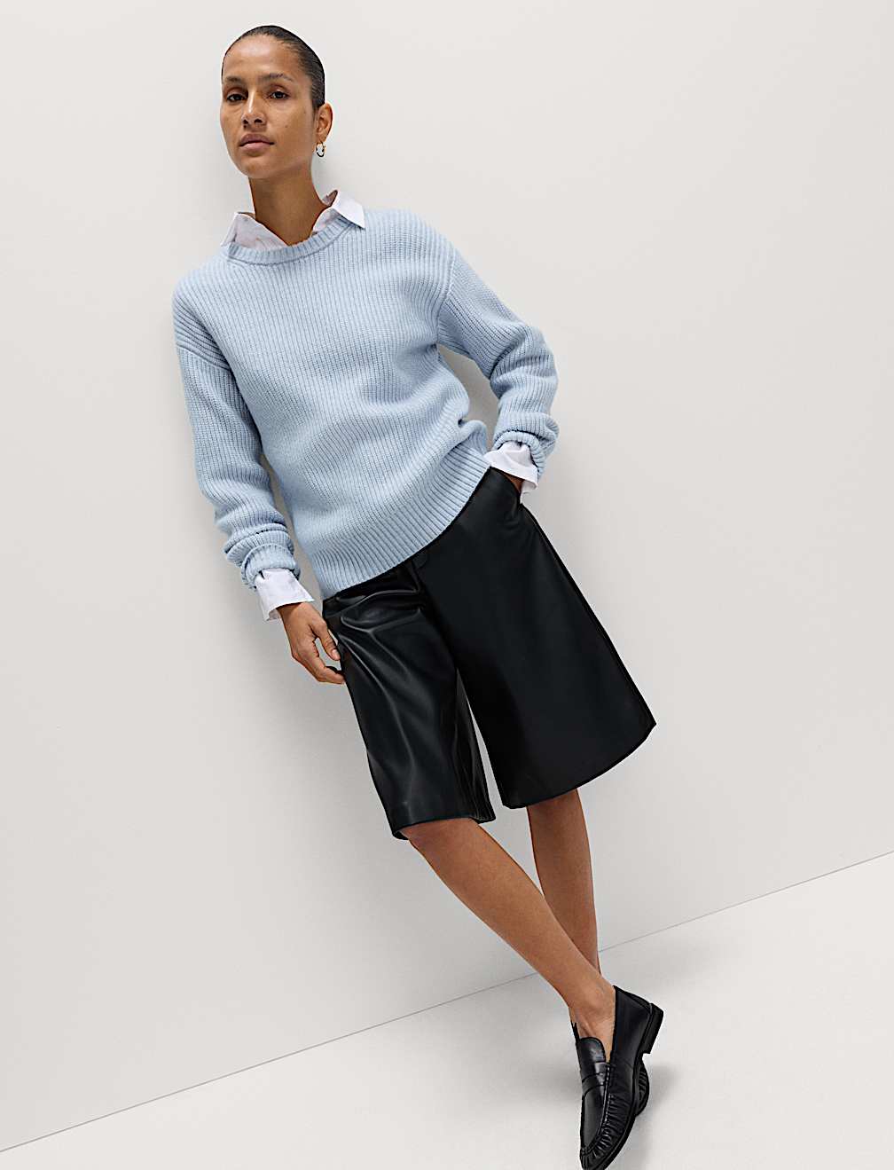 Cloud-Yarn Ribbed Crew Neck Jumper