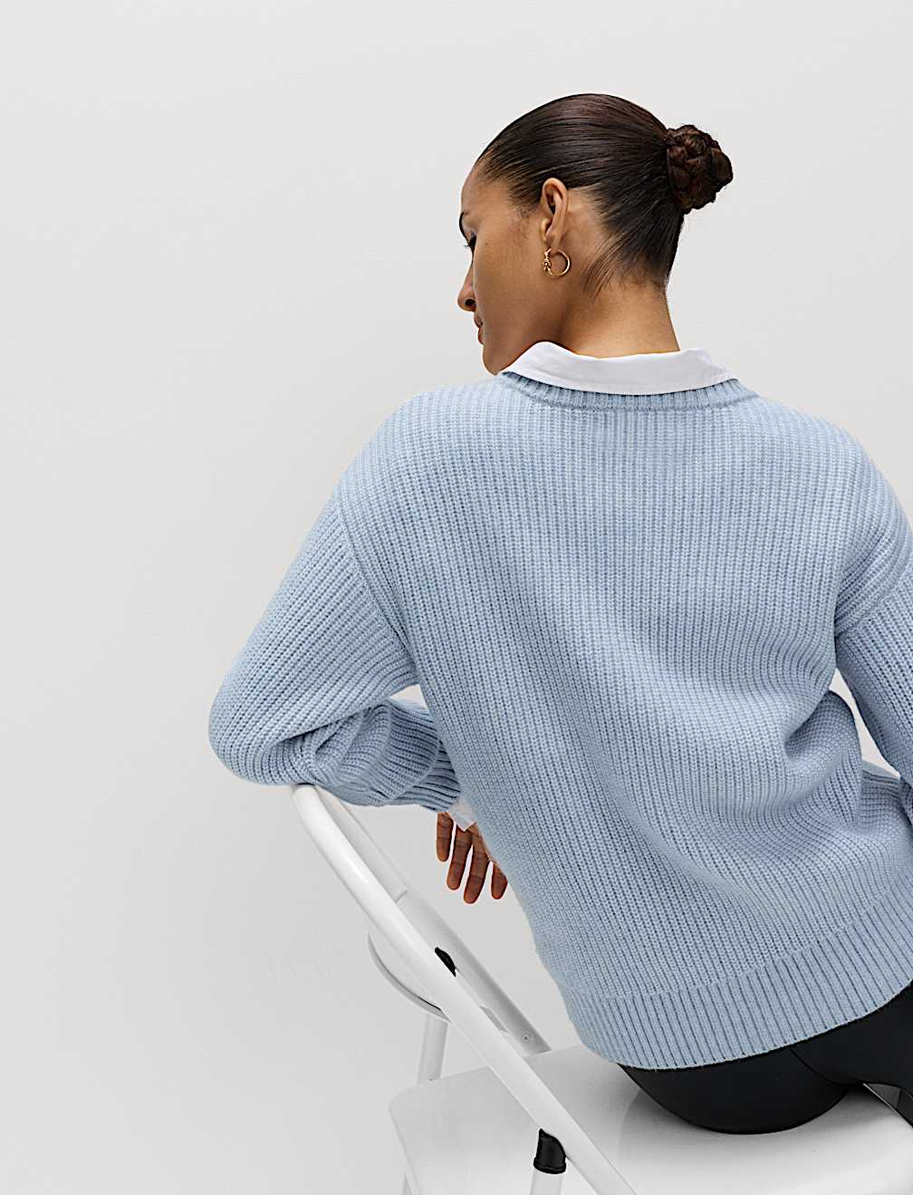 Cloud-Yarn Ribbed Crew Neck Jumper