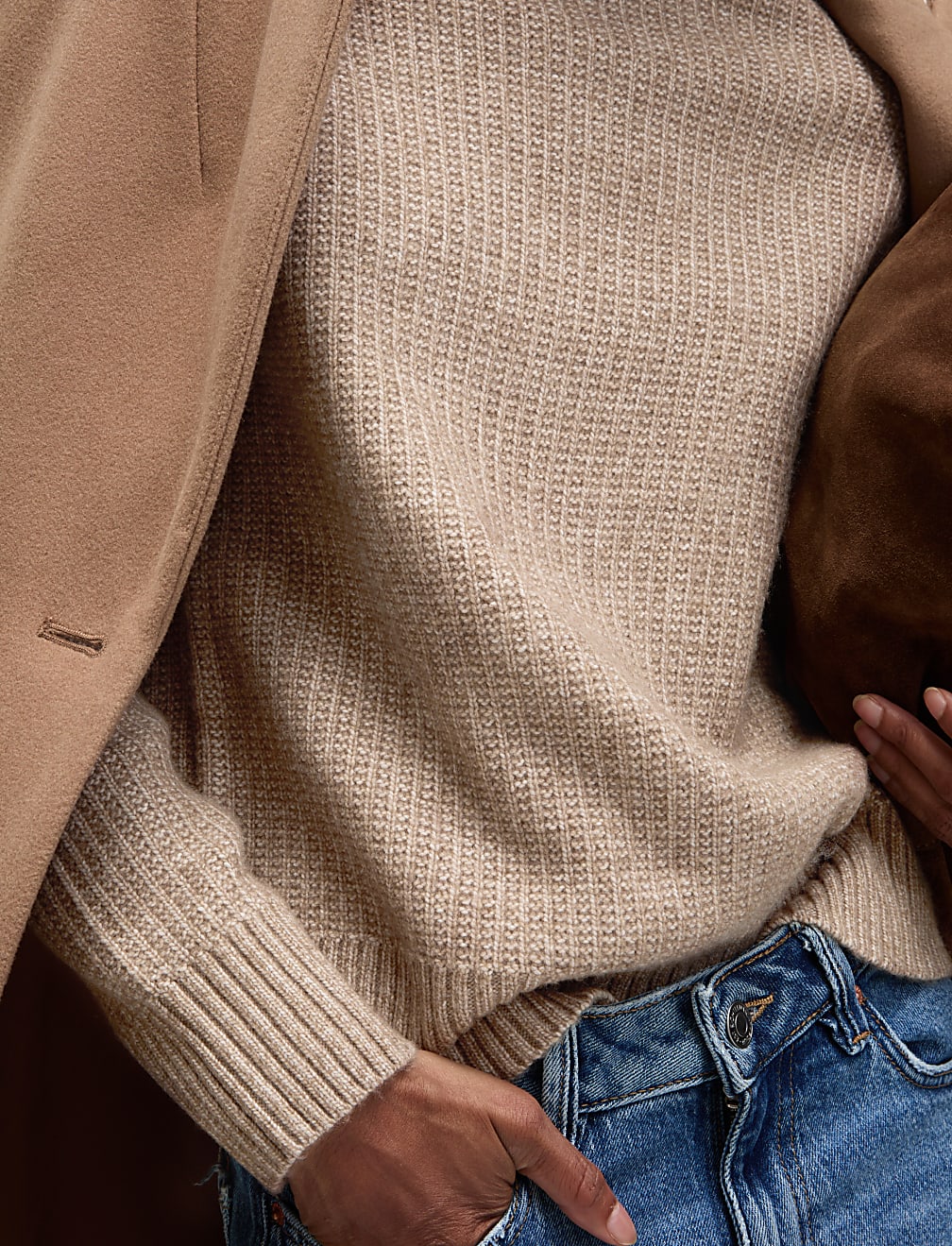 Cloud Yarn Textured Roll Neck Jumper