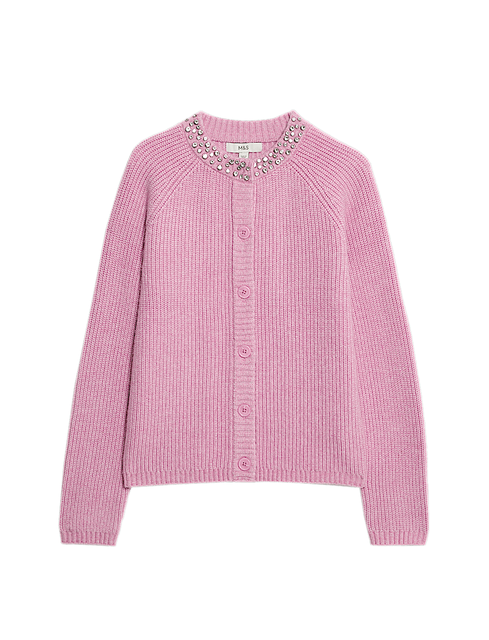 Textured Embellished Button Front Cardigan