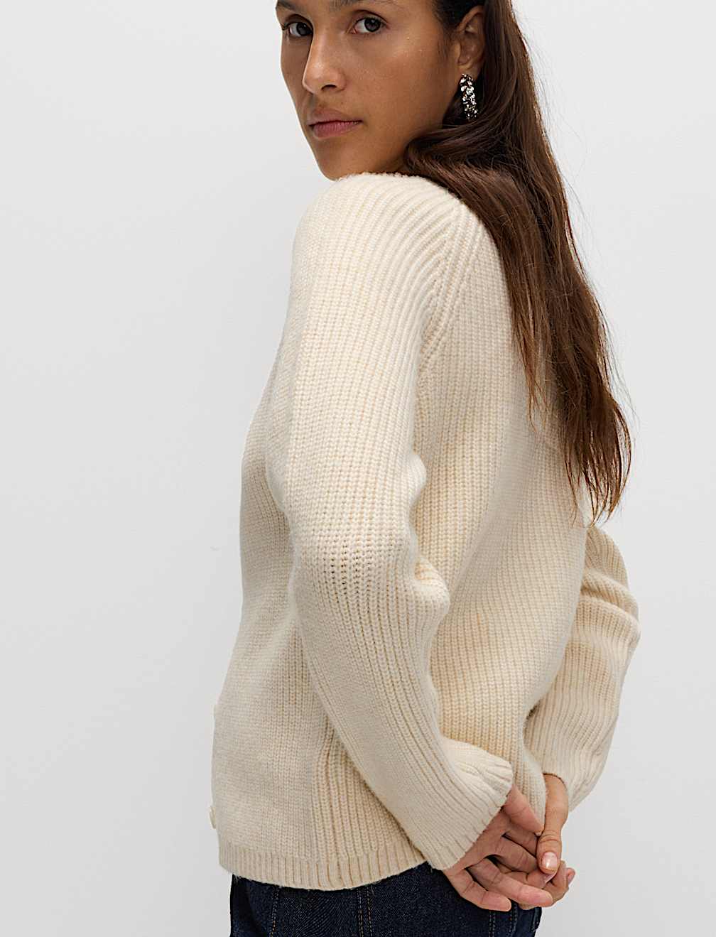 Textured Embellished Button Front Cardigan