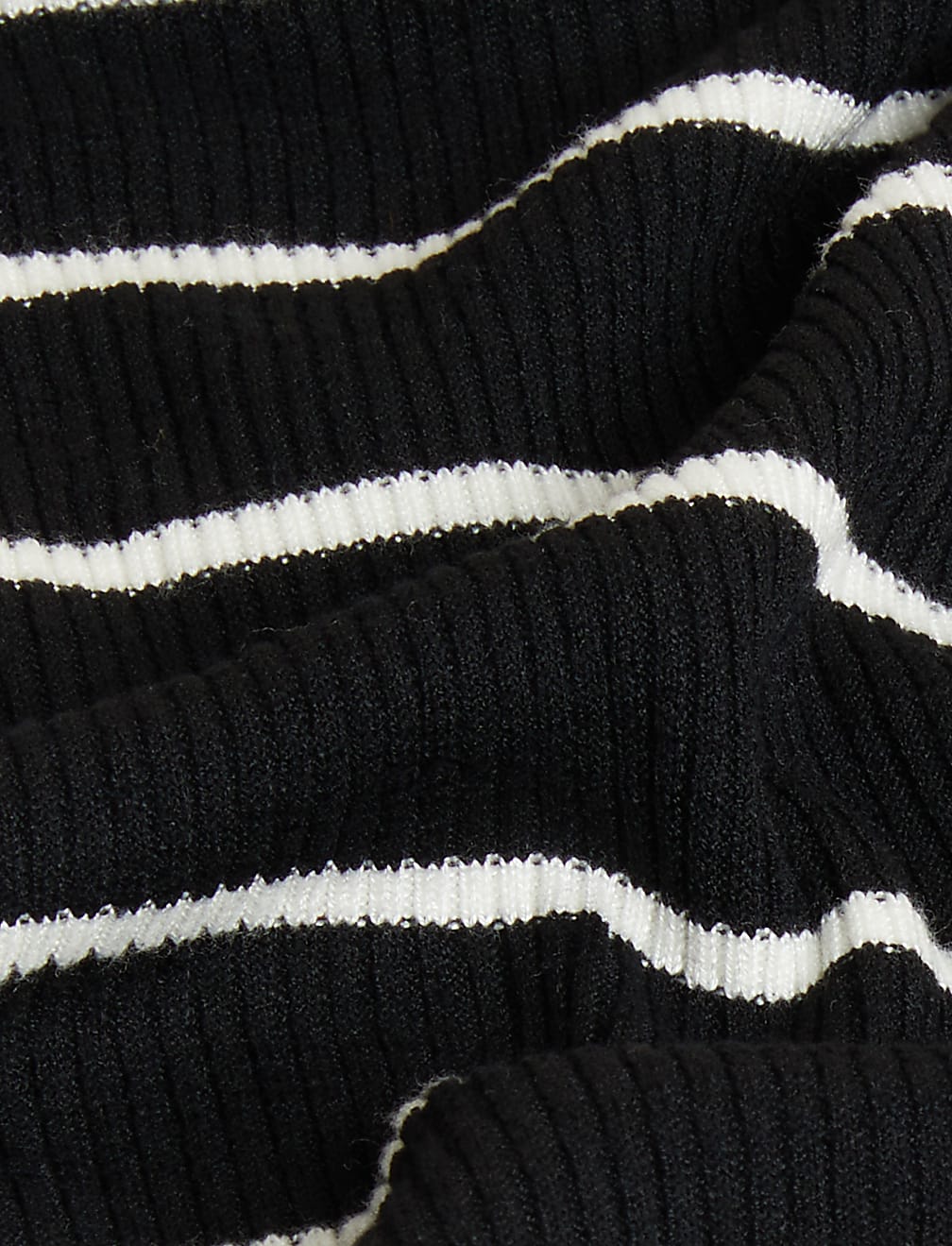 Striped Ribbed Roll Neck Jumper