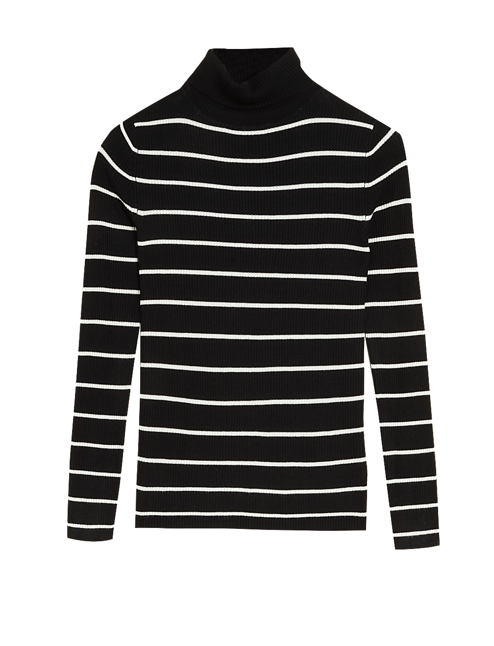 Striped Ribbed Roll Neck Jumper