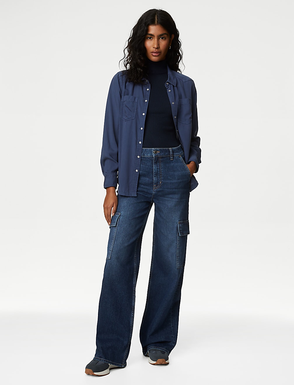 Viscose Mix Textured High Neck Jumper