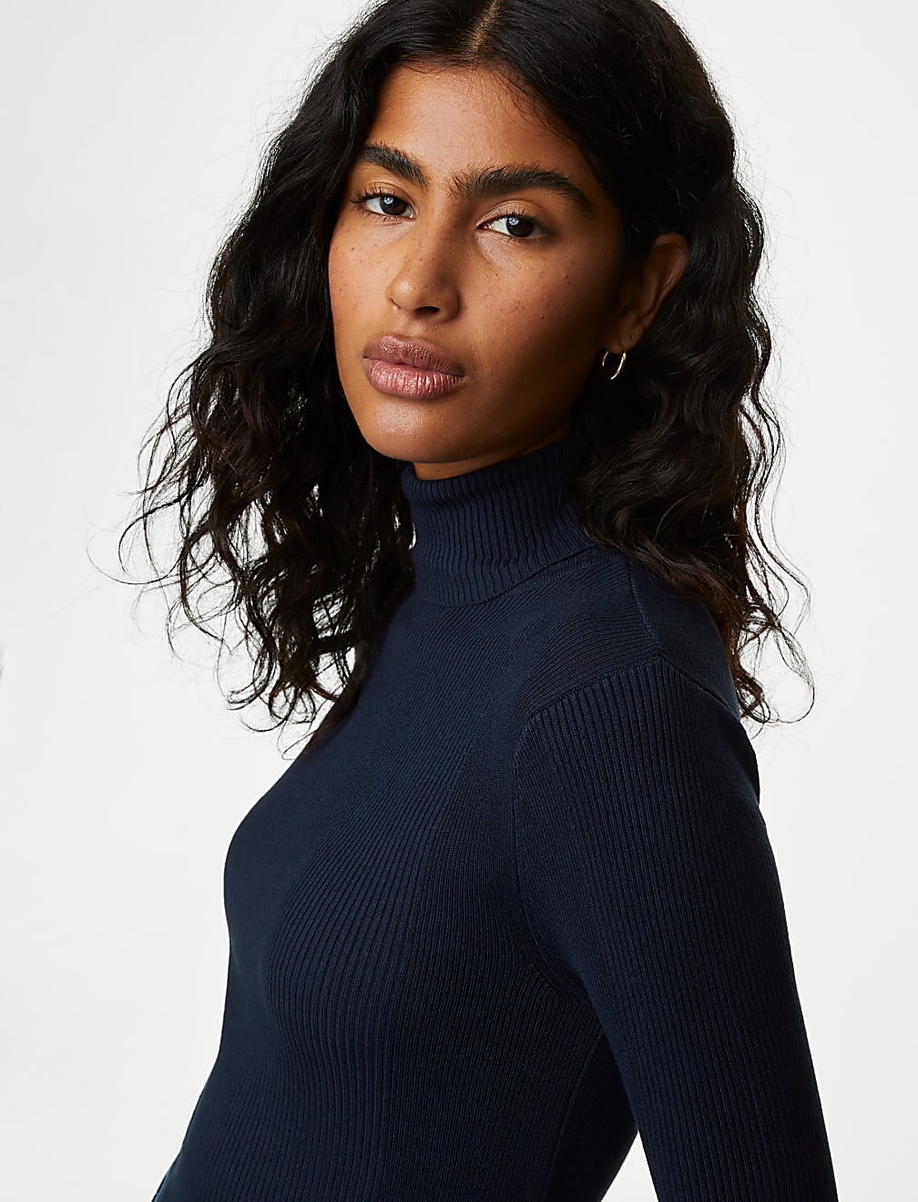 Viscose Mix Textured High Neck Jumper