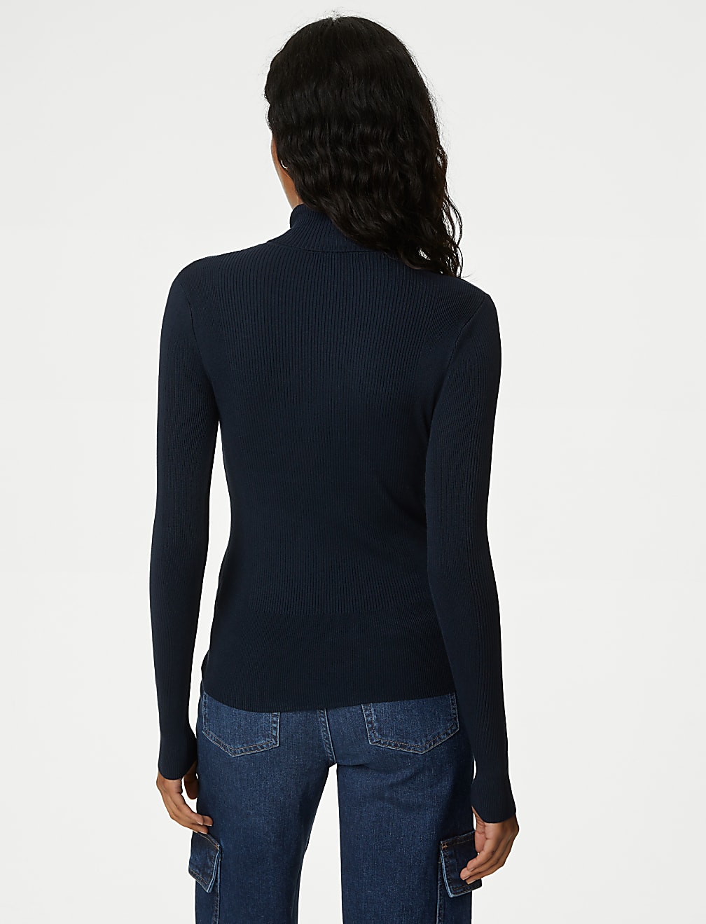 Viscose Mix Textured High Neck Jumper