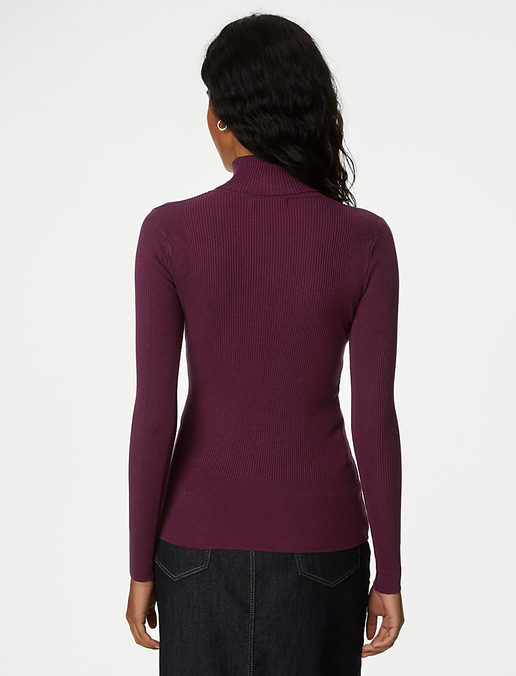 Viscose Mix Textured High Neck Jumper