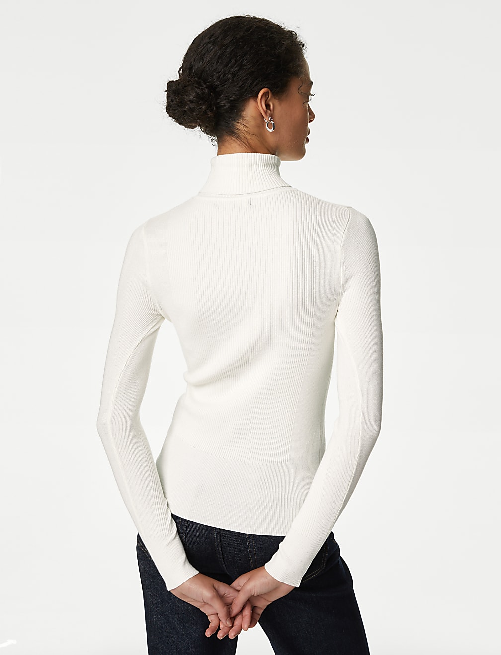 Viscose Mix Textured High Neck Jumper