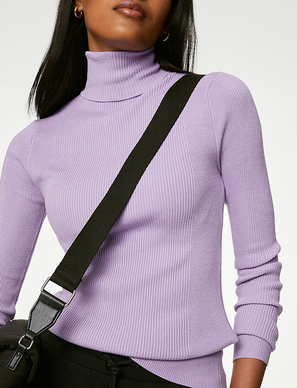 Viscose Mix Textured High Neck Jumper