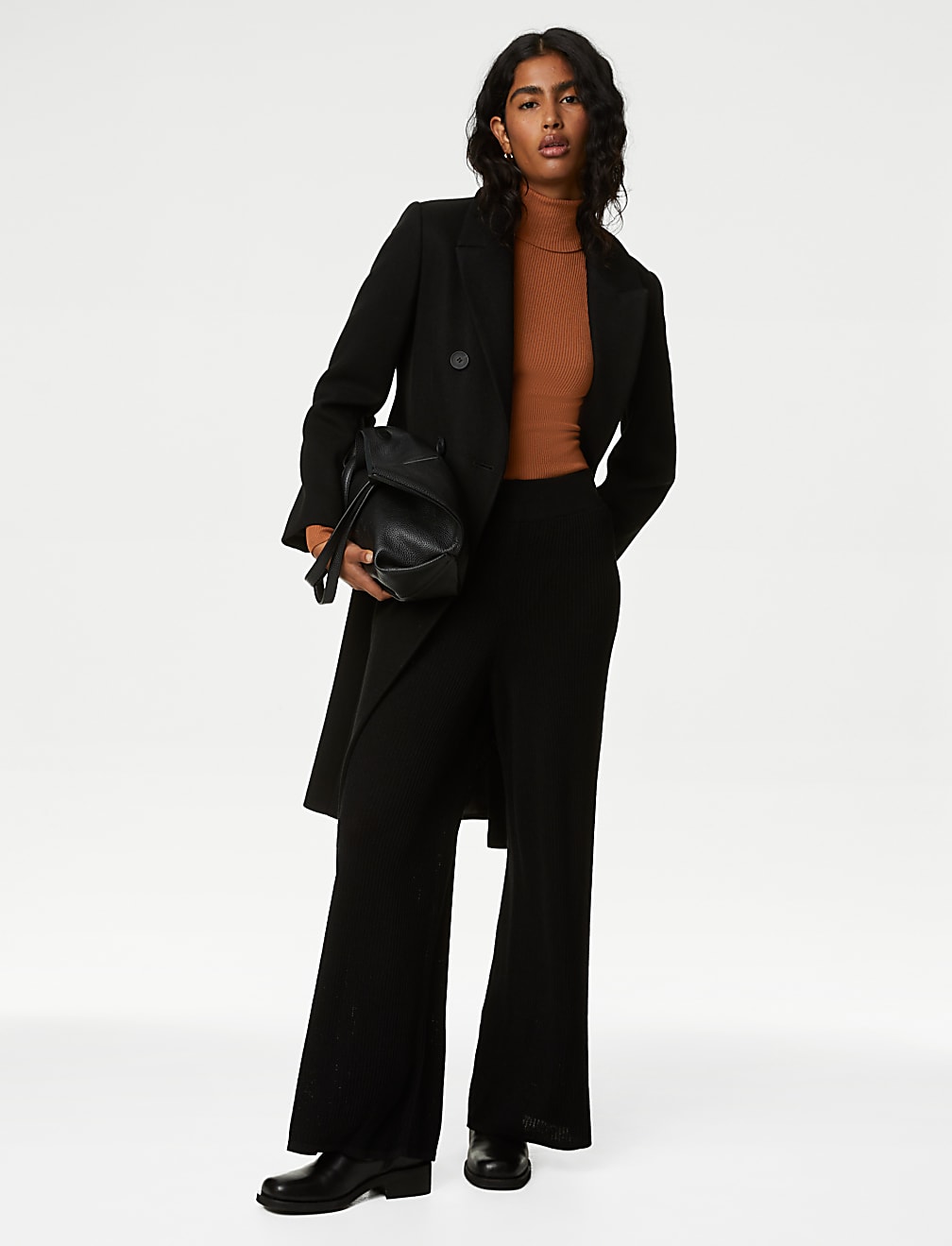 Viscose Mix Textured High Neck Jumper