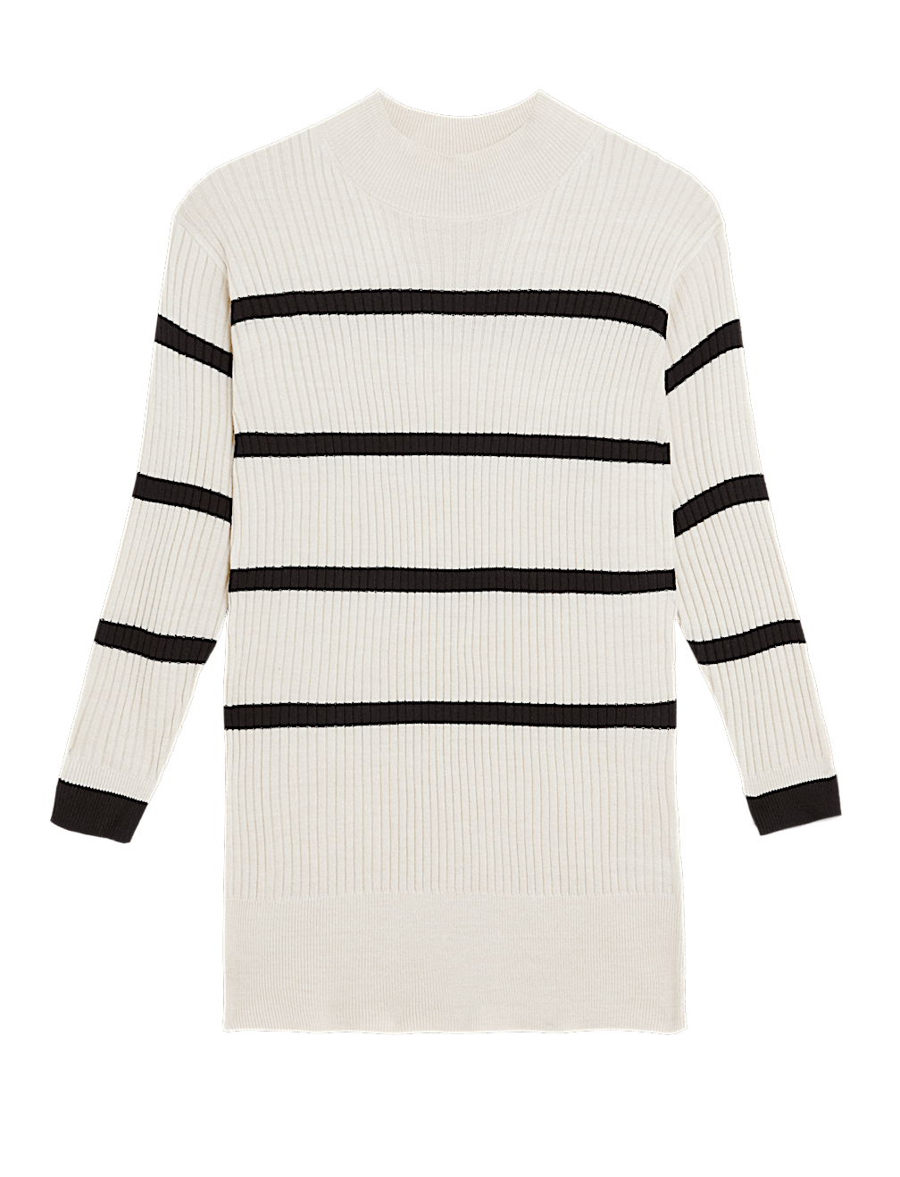 Striped Funnel Neck Relaxed Longline Jumper
