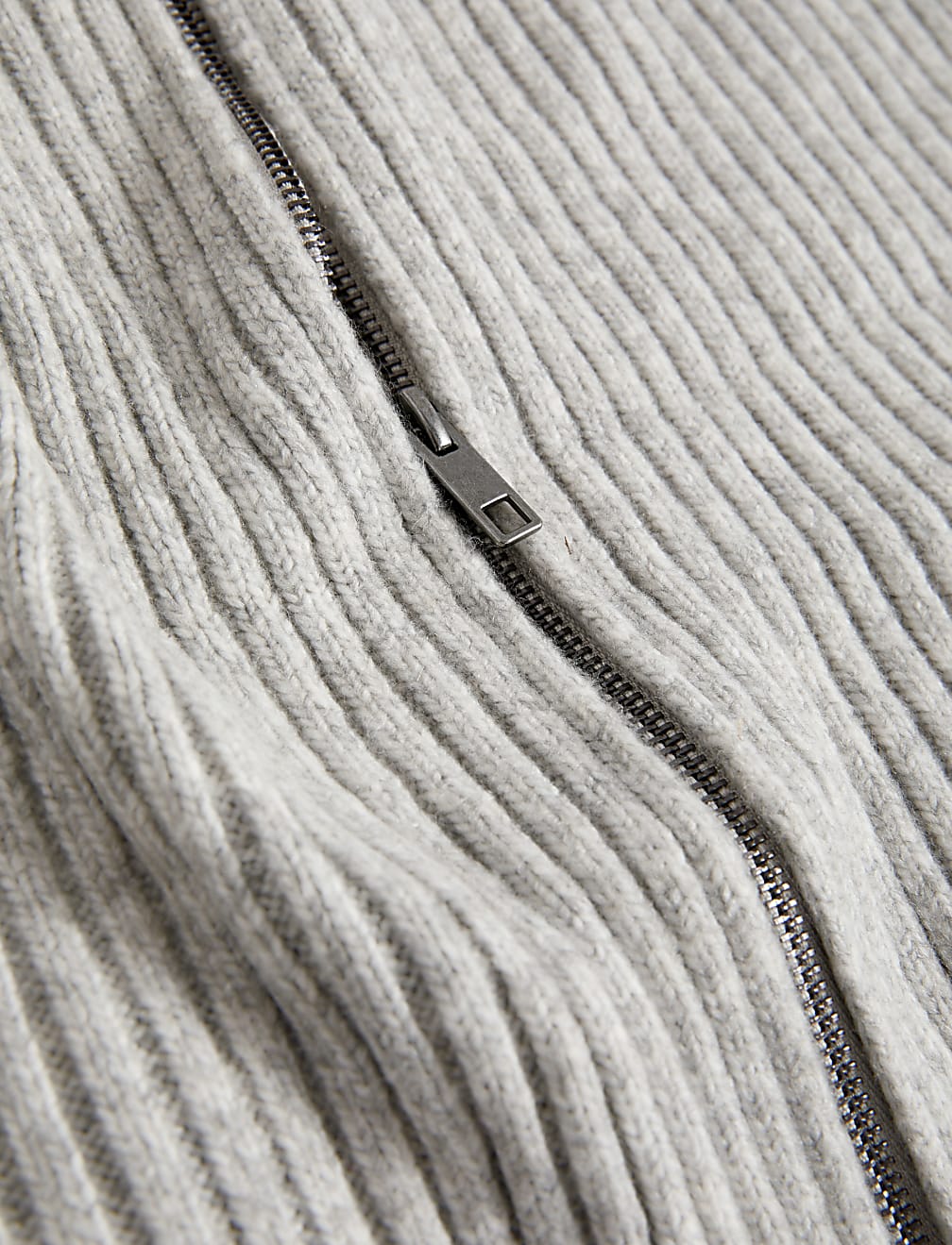Knitted Ribbed Crew Neck Cardigan