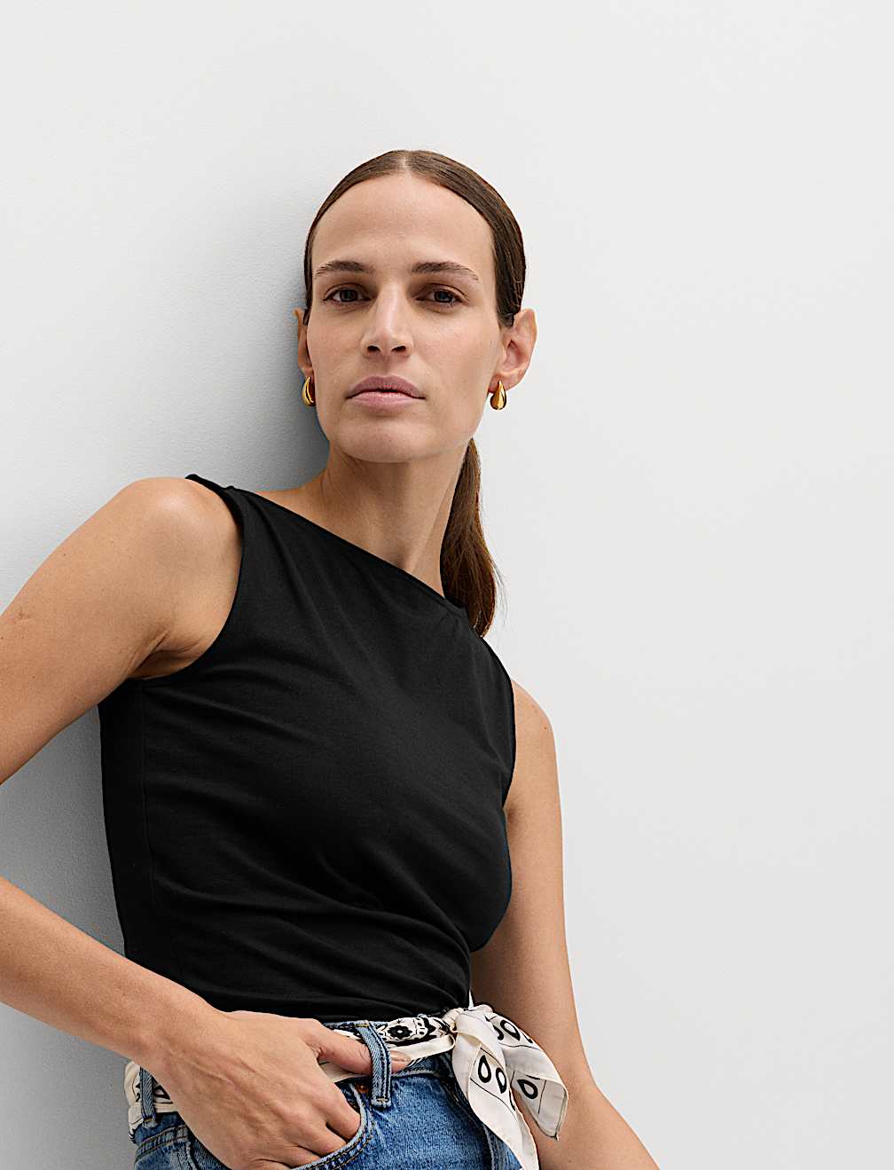 Cotton Rich Slash Neck Slim Fit Vest