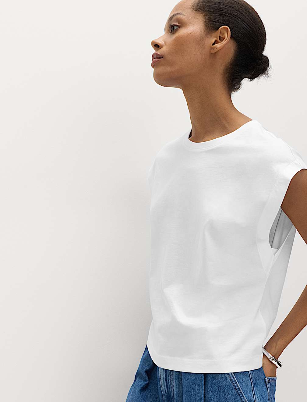Pure Cotton Cap Sleeve T-Shirt