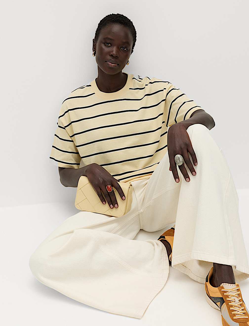 Pure Cotton Striped Relaxed Boxy T-Shirt