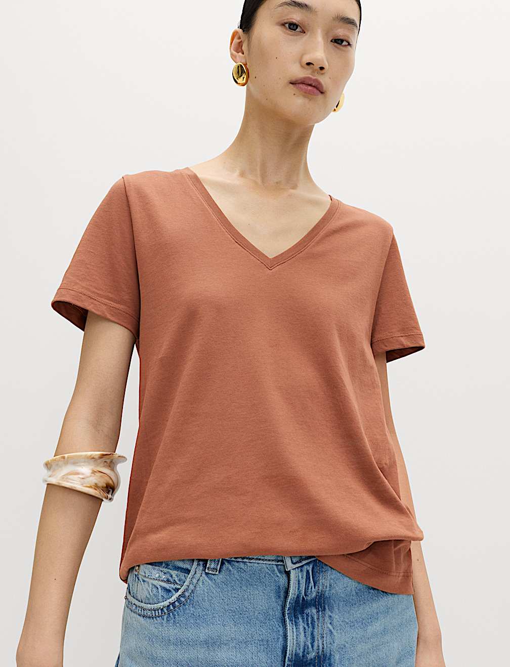 Pure Cotton V-Neck T-Shirt
