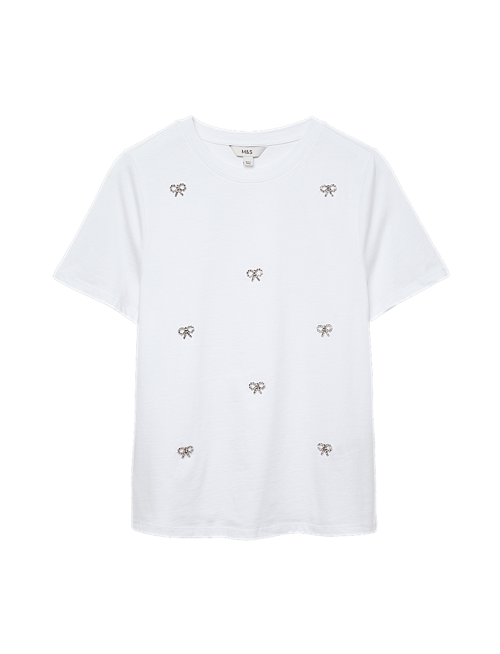 Pure Cotton Embellished Bow Top