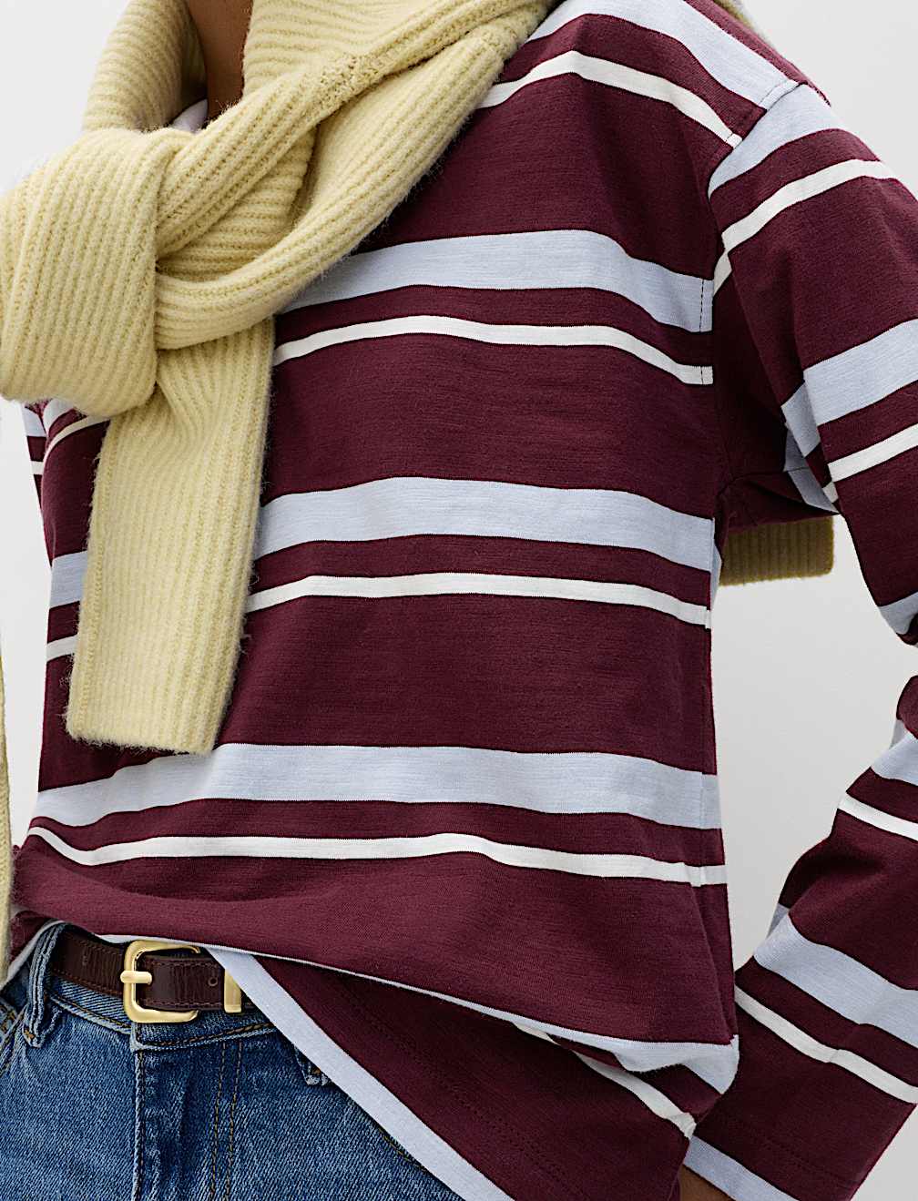 Pure Cotton Striped Long Sleeve Rugby Top