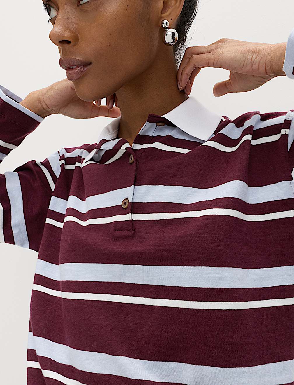 Pure Cotton Striped Long Sleeve Rugby Top