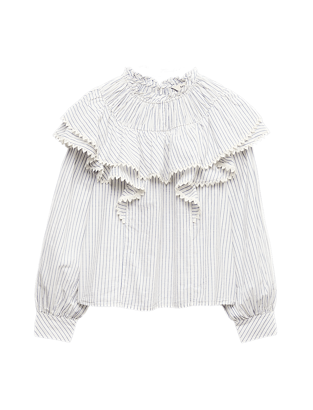 Pure Cotton Striped Lace Detail Blouse