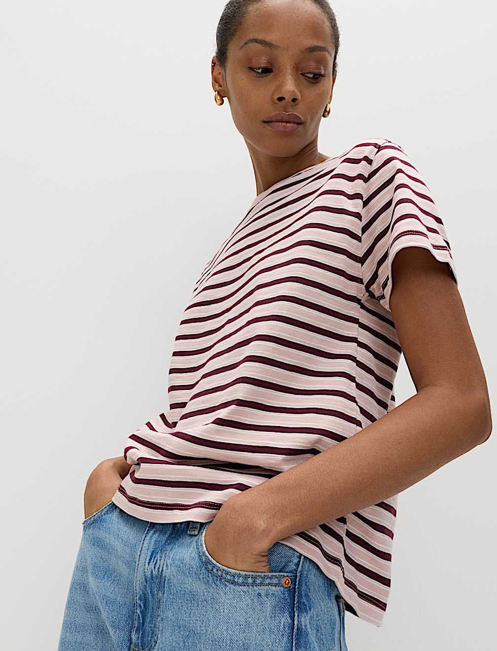 Pure Slub Cotton Striped T-Shirt