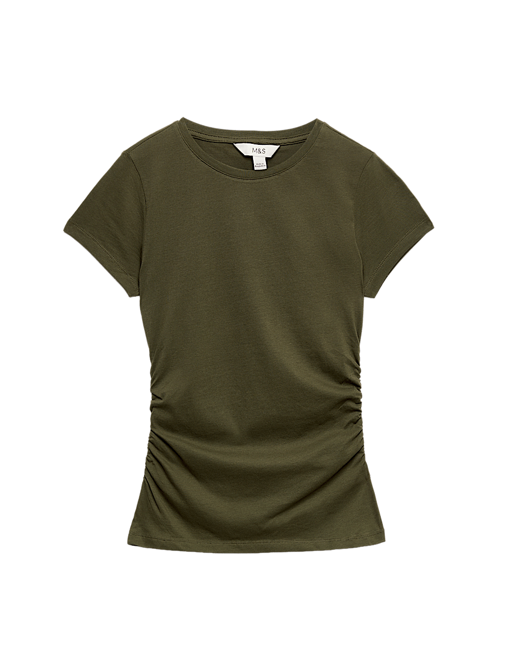 Pure Cotton Slim Fit Ruched T-Shirt